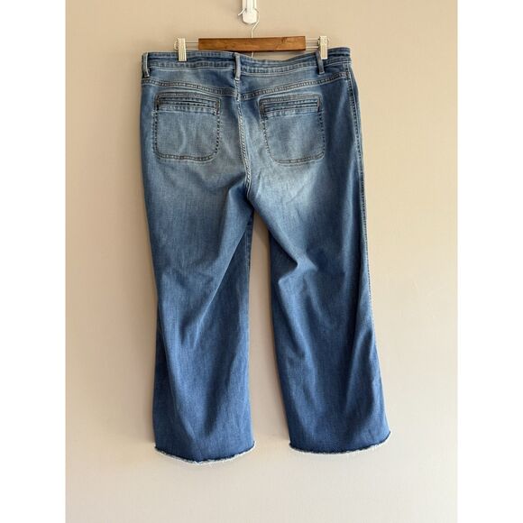 J Jill Denim Wide Leg Welt Pocket Crop Jeans Fray Hem Casual Preppy Boho Size 14 - Picture 4 of 16